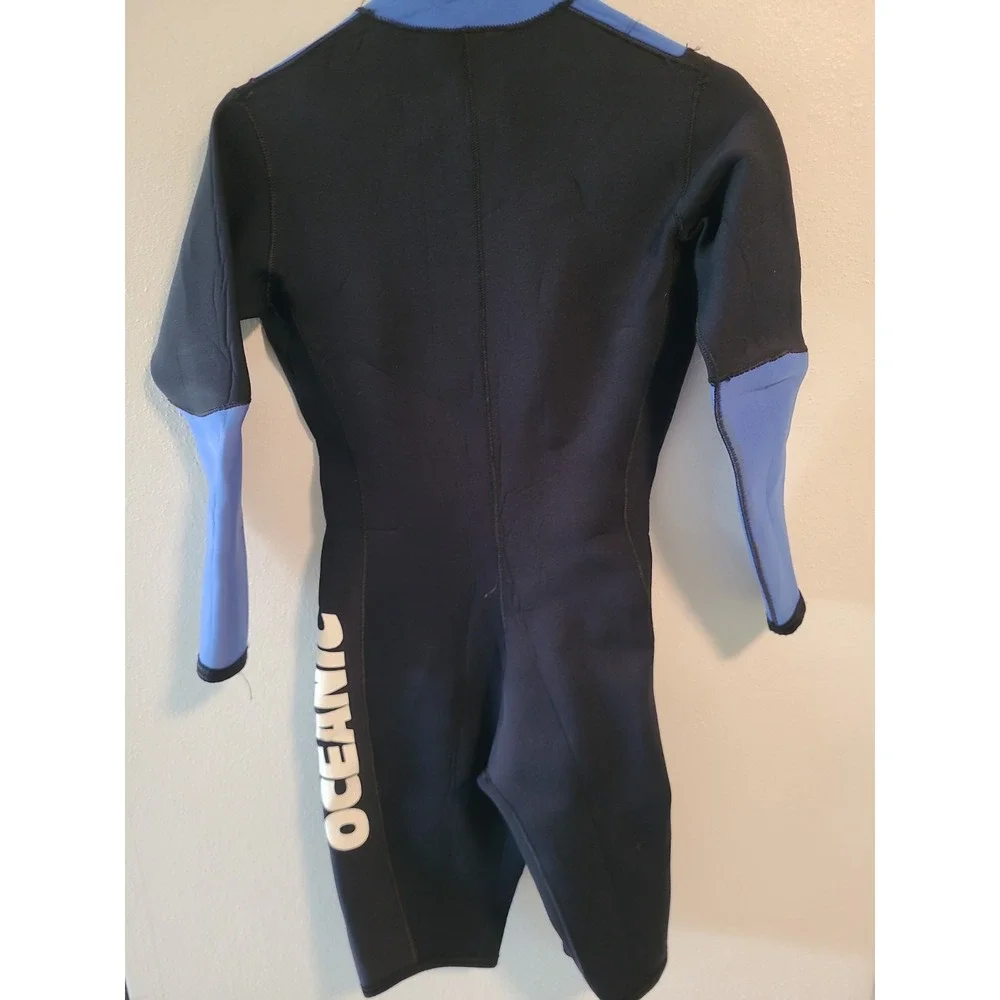 Oceanic USA Men's Sleeved Wetsuit Large Nylon Poly Neoprene Blue Black 3mm